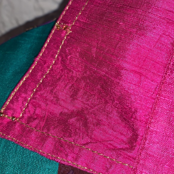 🦋OOAK Rainbow Patchwork Silk Embellished Tunic Top - Picture 9 of 16